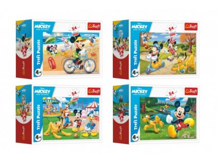 Minipuzzle 54 dílků Mickey Mouse Disney/ Den s přáteli 4 druhy v krabičce 9x6,5x4cm (1 ks)
