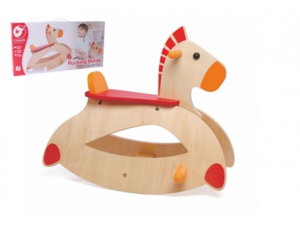 Kůň houpací dřevěný výška sedla 30cm nosnost 50kg v krabici 60x30x7cm 12m+
