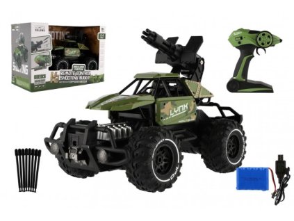 Auto RC buggy vojenské 35cm plast 2,4GHz + dobíjecí pack v krabici 45x31x22cm