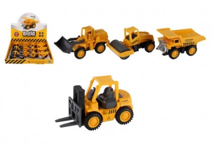Auto stavební stroj mini kov/plast 8cm na zpětné natažení 4 druhy (1 ks)