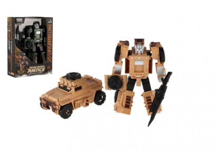 Transformer auto/robot vojenský plast 14cm 2 barvy v krabičce 13x18x5cm