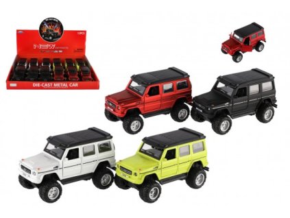Auto terénní kov/plast 12cm na zpětné natažení se světlem se zvukem 4 barvy (1 ks)