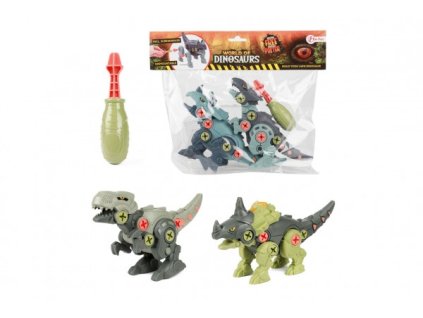 Dinosaurus šroubovací 2ks plast 18cm se šroubovákem 2 barvy v sáčku