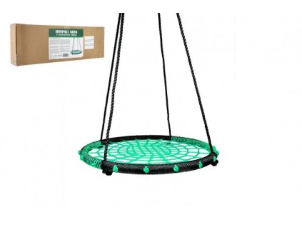 Houpací kruh zelený 100 cm provazový výplet v krabici 75x26x12cm