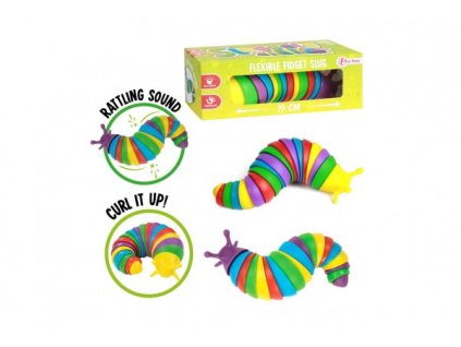 Slimák ohebný antistresový plast 19cm mix barev v krabičce 16x6x6cm