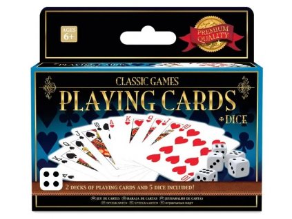 Klasické hry – 2 balíčky hracích karet a 5 kostek SKLADEM