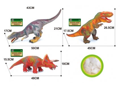 Dinosaurus měkký 3 druhy 50 cm