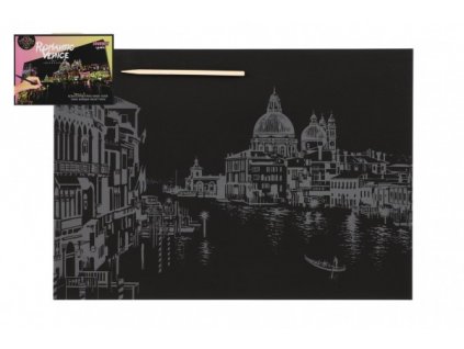 Škrabací obrázek duhový Benátky 40,5x28,5cm A3 v sáčku