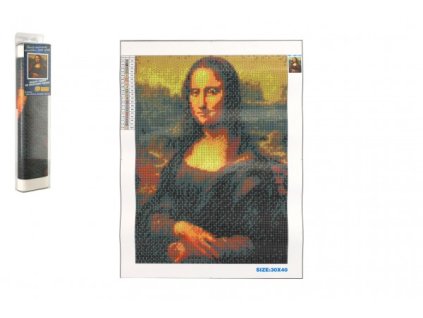 Diamantový obrázek Mona Lisa 40x30cm s doplňky v blistru 7x33x3cm