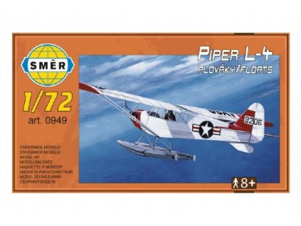 Model Piper L-4 plováky 1:72 14,7x9,3cm v krabici SKLADEM