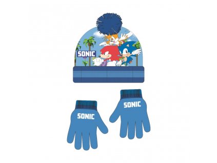 Sada čepice + rukavice Sonic