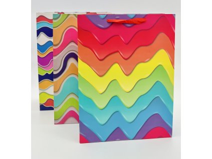 Dárková taška barevné vlnky 30x40 cm