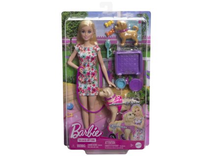 Barbie panenka a pejsek s invalidním vozíčkem