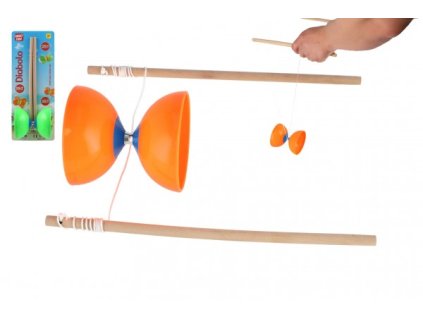 Diabolo velké sada plast/dřevo 35x12cm 2 barvy na kartě