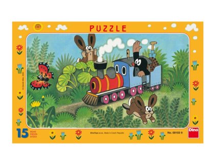 Puzzle deskové Krtek a lokomotiva 29,5x19cm 15 dílků