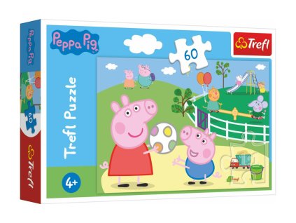Puzzle Prasátko Peppa/Peppa Pig Zábava s přáteli 33x22cm 60 dílků v krabičce 21x14x4cm