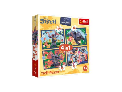 Puzzle 4v1 Lilo&Stitch Dovolená na Havaji 28,5x20,5cm v krabici 28x28x6cm