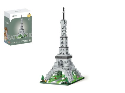 Stavebnice mini KOCO Eiffelova věž plast 538ks v krabičce 13x16,5x7cm