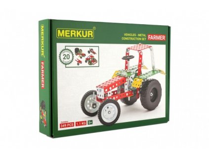 Stavebnice MERKUR Farmer Set 20 modelů 341ks v krabici 36x27x5,5cm