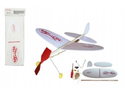 Letadlo Komár házecí model na gumu polystyren/dřevo 38x31cm v sáčku