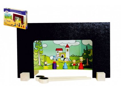 Divadlo Hrad magnetické dřevěné s figurkami v krabici 33,5x20x3,5cm