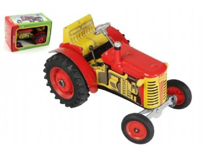 Traktor Zetor červený na klíček kov 14cm 1:25 v krabičce Kovap