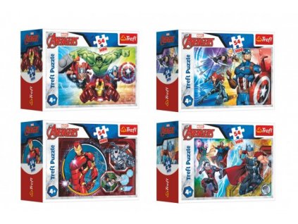 Minipuzzle 54 dílků Avengers/Hrdinové 4 druhy v krabičce 9x6,5x4cm (1 ks)
