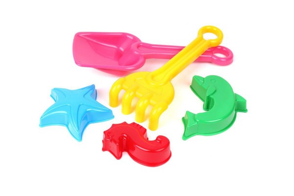 Teddies Sada na písek plast lopatka, hrabičky, 3ks bábovky 3 barvy v síťce skladem