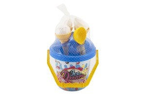 Teddies Sada na písek plast kbelík + formičky zmrzlina 2 barvy skladem Barva: Modrá