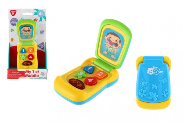 Teddies Telefon Mobil plast 14cm na baterie se zvukem se světlem na kartě 11x20x5,5cm 18m+