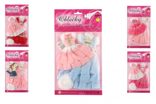 Teddies Šaty/Oblečky na panenky 2ks s doplňky asst na kartě 21x30cm