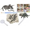 dinosaurus 12cm a zkamenelina v sadre s dlatem lupou a stetcem 6druhu