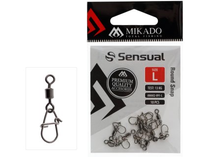 Mikado karabina s obratlíkem - ROUND SNAP - 10 ks (Varianta vel. L)