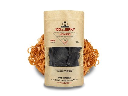 JERKY HOVĚZÍ 100% S PRAŽENOU CIBULKOU (Gramáž 50 g)