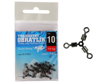 Giant fishing trojcestný obratlík Three-way Rolling Swivel 10ks (Velikost vel. 8)