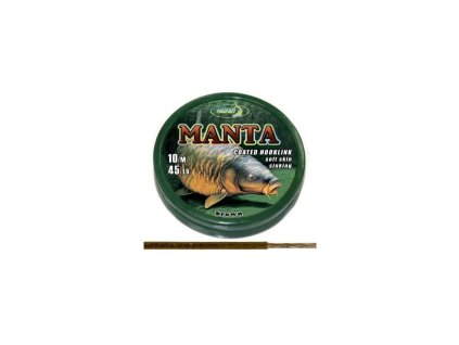 Katran Ztužená návazcová šňůrka Coated braided hook links MANTA 45lb / 10m (Model Brown)