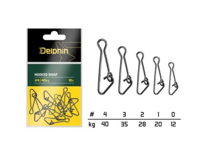 Delphin karabinka Hooked Snap 10 ks (Gramáž 0/ 12 kg)