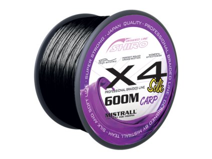 Mistrall šňůra X4 Black carp 600 m (Průměr 0,25mm-26,2kg)
