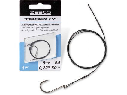 Zebco návazec ocelový Trophy Steel Trace 7x7 - Expert Single Hook 1ks (Velikost #2 / 6kg /0,2 / 50 cm)