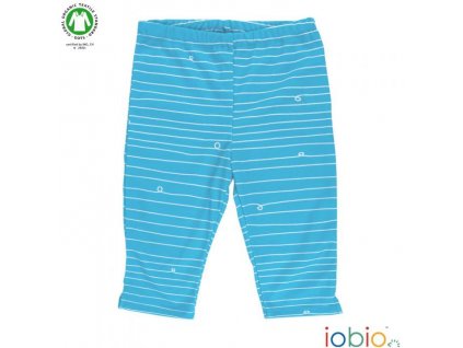 Popolini iobio kraťásky, 3/4 kalhoty biobavlna, bílé vlnky na modré