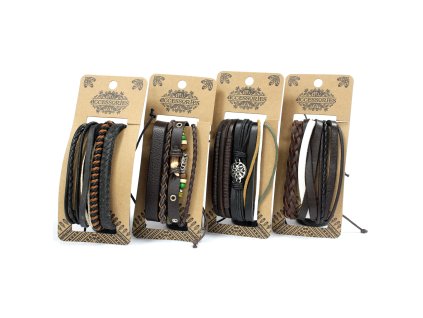 Sada pánských kožených náramků