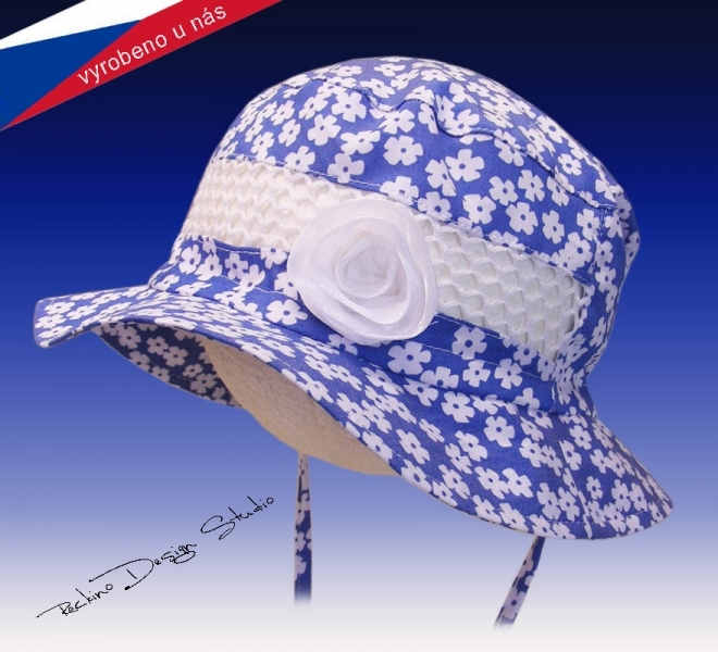 Rockino Letní klobouček kytičky na modré 3930 Velikost: 52
