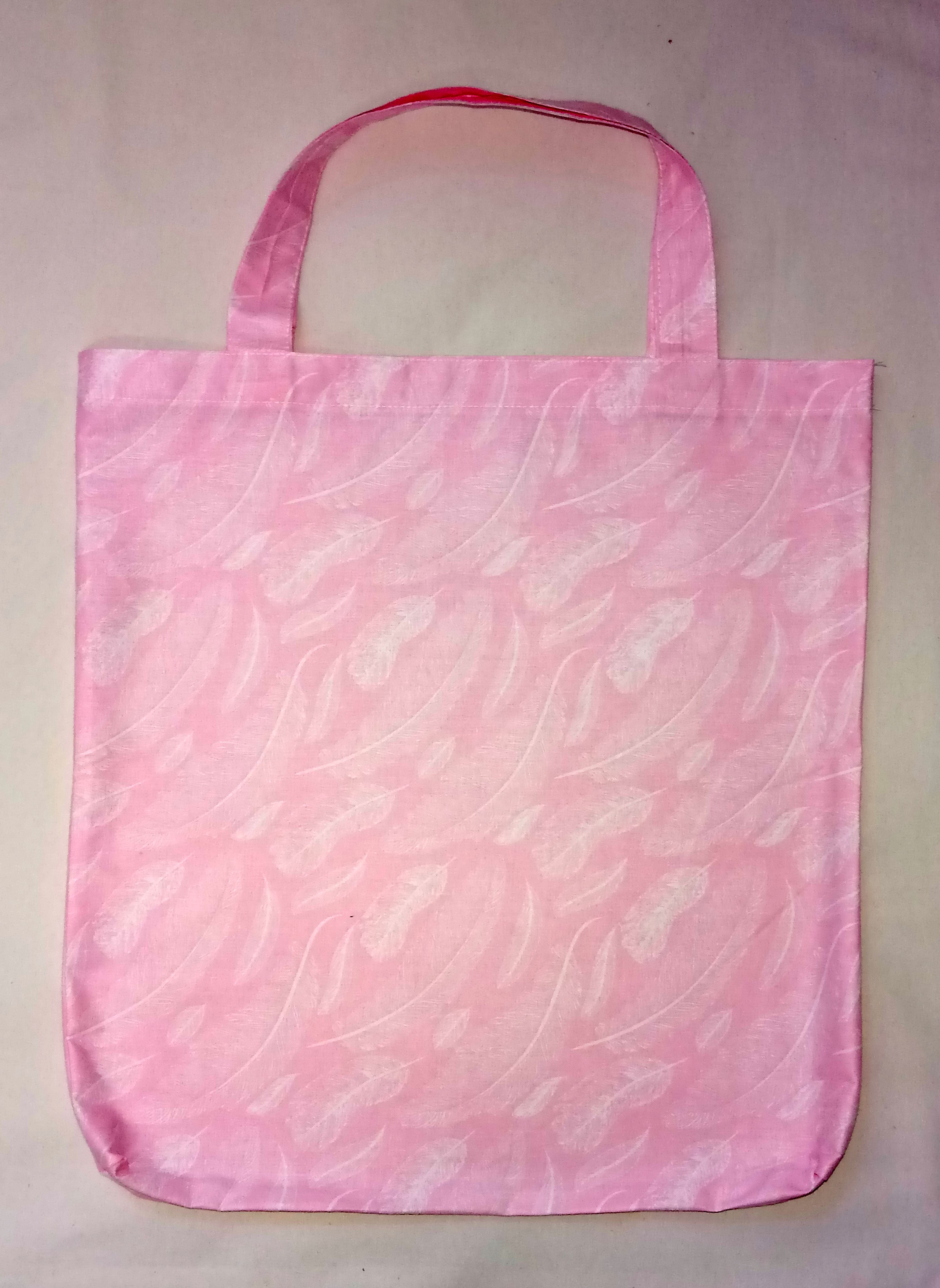 Látková taška, 100% bavlna Barva: Růžová pírka - 37x40cm