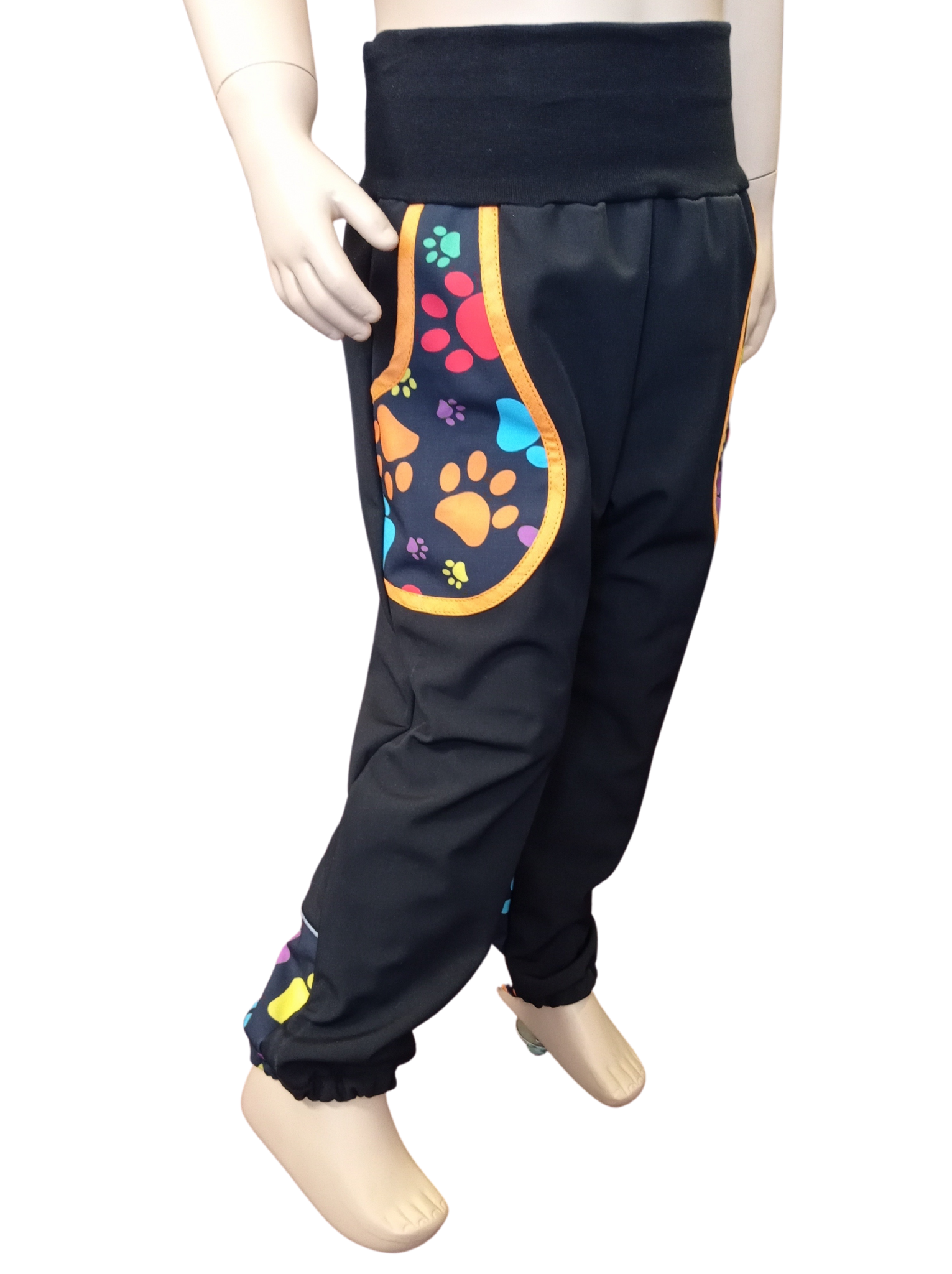 Abeli Softshellové kalhoty s flísem černé, Tlapky Velikost: 128