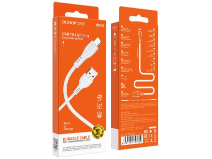 borofone bx51 triumph charging data cable for lightning package white