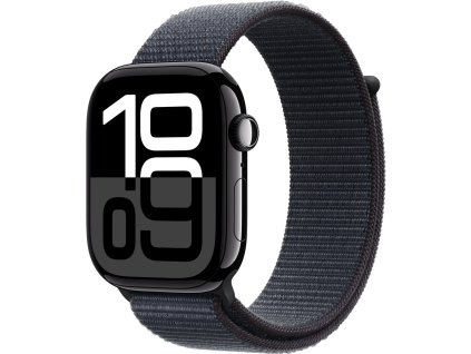 Apple Watch Series 10 46mm Klavírně černý hliník s černým provlekácím řemínkem