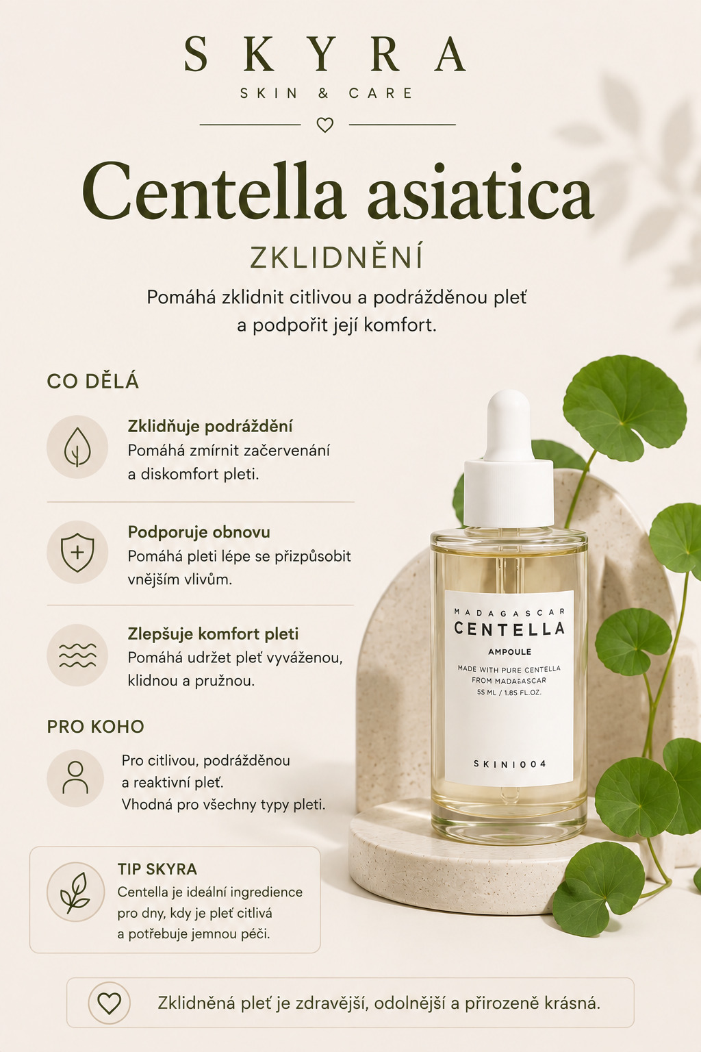 Centella asiatica – zklidnění citlivé a podrážděné pleti