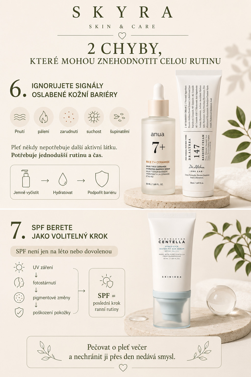 Oslabená kožní bariéra a vynechávání SPF – dvě časté skincare chyby – SKYRA