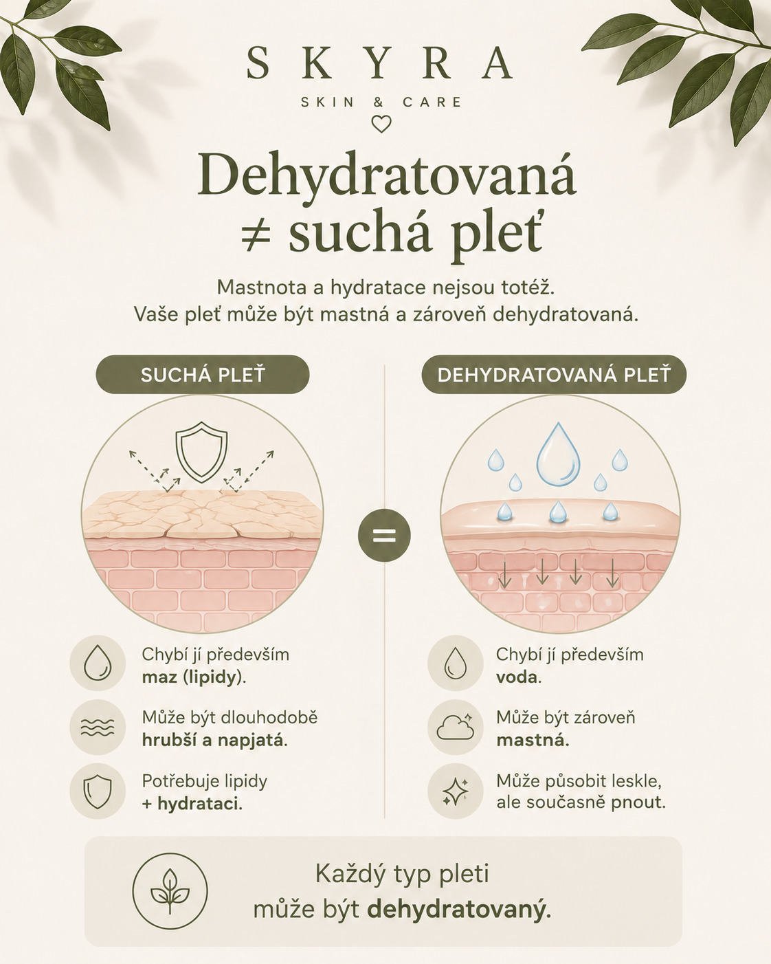 Dehydratovaná pleť není totéž co suchá pleť