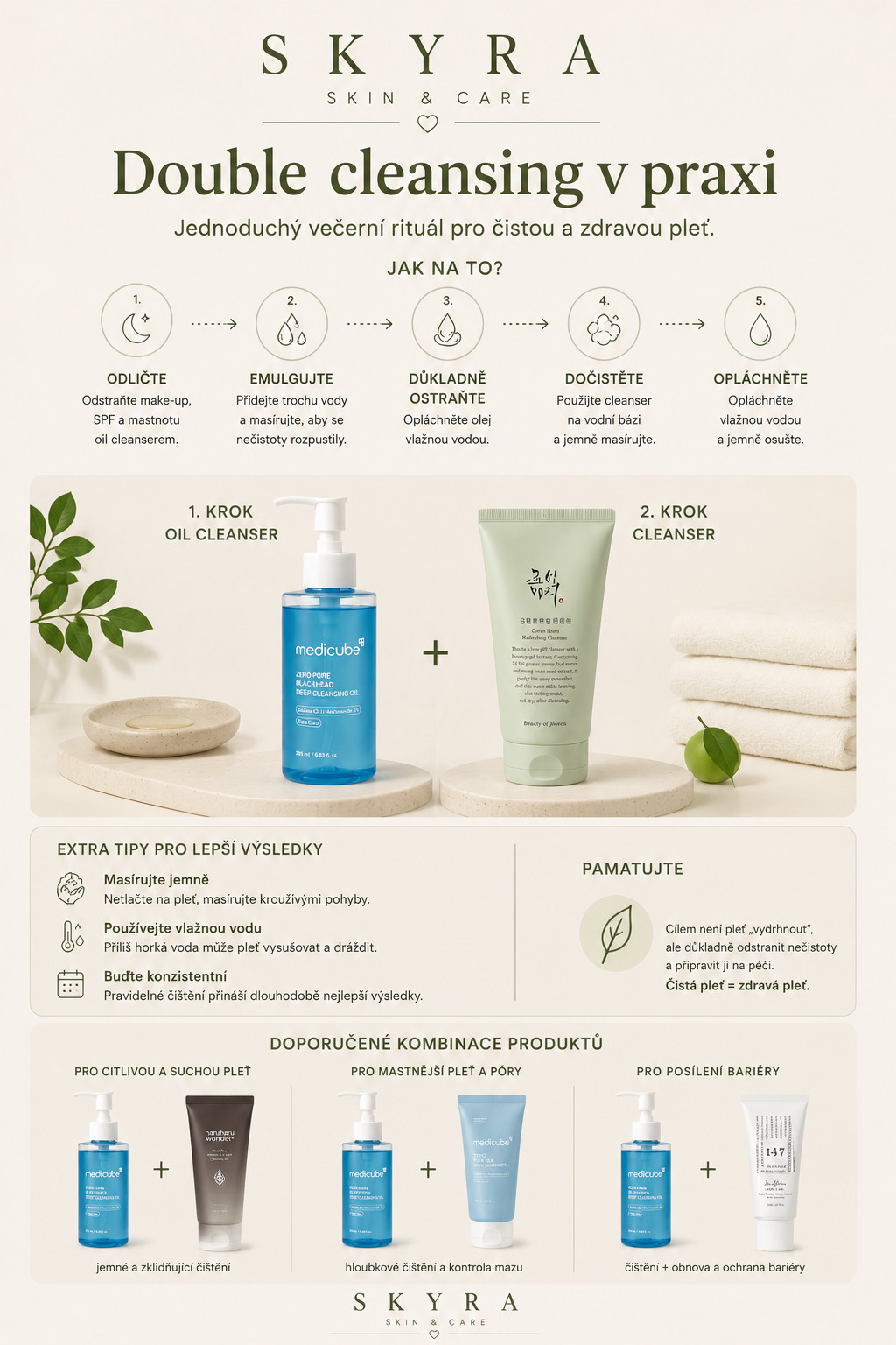 Double cleansing v praxi – jednoduchý večerní postup